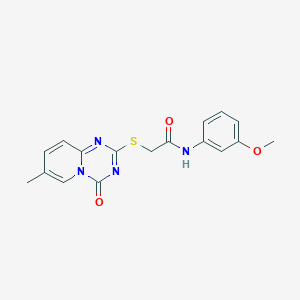 molecular formula C17H16N4O3S B2680980 N-(3-methoxyphenyl)-2-({7-methyl-4-oxo-4H-pyrido[1,2-a][1,3,5]triazin-2-yl}sulfanyl)acetamide CAS No. 896319-52-1