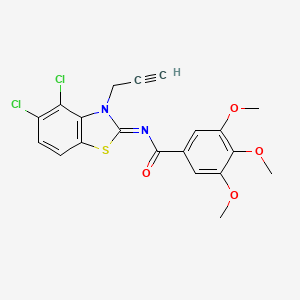 molecular formula C20H16Cl2N2O4S B2681007 N-[(2Z)-4,5-dichloro-3-(prop-2-yn-1-yl)-2,3-dihydro-1,3-benzothiazol-2-ylidene]-3,4,5-trimethoxybenzamide CAS No. 868377-23-5