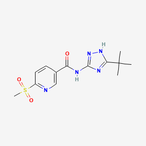 molecular formula C13H17N5O3S B2681022 N-(5-Tert-butyl-1H-1,2,4-triazol-3-yl)-6-methylsulfonylpyridine-3-carboxamide CAS No. 2418717-06-1