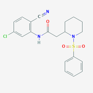 molecular formula C20H20ClN3O3S B2681032 2-[1-(benzenesulfonyl)piperidin-2-yl]-N-(5-chloro-2-cyanophenyl)acetamide CAS No. 1021040-80-1