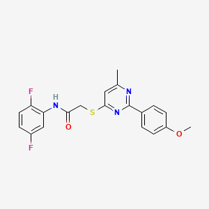 molecular formula C20H17F2N3O2S B2681033 N-(2,5-difluorophenyl)-2-{[2-(4-methoxyphenyl)-6-methylpyrimidin-4-yl]sulfanyl}acetamide CAS No. 1260630-21-4