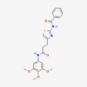 molecular formula C22H23N3O5S B2681040 N-(4-(3-oxo-3-((3,4,5-trimethoxyphenyl)amino)propyl)thiazol-2-yl)benzamide CAS No. 1021227-60-0