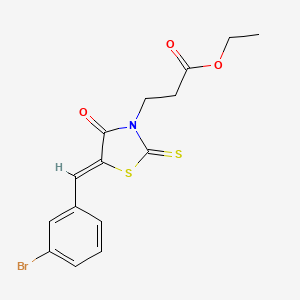 B2681060 ethyl 3-[(5Z)-5-[(3-bromophenyl)methylidene]-4-oxo-2-sulfanylidene-1,3-thiazolidin-3-yl]propanoate CAS No. 466677-02-1