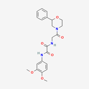 molecular formula C22H25N3O6 B2681068 N1-(3,4-dimethoxyphenyl)-N2-(2-oxo-2-(2-phenylmorpholino)ethyl)oxalamide CAS No. 953959-95-0