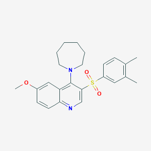molecular formula C24H28N2O3S B2681100 4-(azepan-1-yl)-3-(3,4-dimethylbenzenesulfonyl)-6-methoxyquinoline CAS No. 897624-28-1