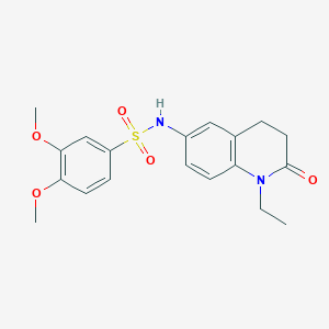 molecular formula C19H22N2O5S B2681122 N-(1-ethyl-2-oxo-1,2,3,4-tetrahydroquinolin-6-yl)-3,4-dimethoxybenzene-1-sulfonamide CAS No. 921888-42-8