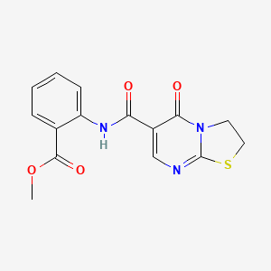 molecular formula C15H13N3O4S B2681133 methyl 2-(5-oxo-3,5-dihydro-2H-thiazolo[3,2-a]pyrimidine-6-carboxamido)benzoate CAS No. 497072-49-8
