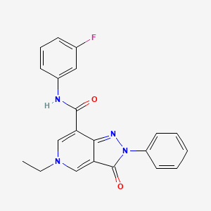 molecular formula C21H17FN4O2 B2681169 5-ethyl-N-(3-fluorophenyl)-3-oxo-2-phenyl-2H,3H,5H-pyrazolo[4,3-c]pyridine-7-carboxamide CAS No. 921513-91-9