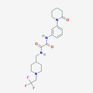 molecular formula C21H27F3N4O3 B2681178 N-[3-(2-oxopiperidin-1-yl)phenyl]-N'-{[1-(2,2,2-trifluoroethyl)piperidin-4-yl]methyl}ethanediamide CAS No. 2309344-86-1