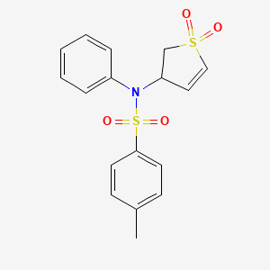 molecular formula C17H17NO4S2 B2681228 N-(1,1-dioxo-2,3-dihydro-1lambda6-thiophen-3-yl)-4-methyl-N-phenylbenzene-1-sulfonamide CAS No. 294668-97-6