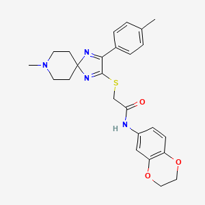 N-(2,3-dihydro-1,4-benzodioxin-6-yl)-2-{[8-methyl-3-(4-methylphenyl)-1,4,8-triazaspiro[4.5]deca-1,3-dien-2-yl]thio}acetamide