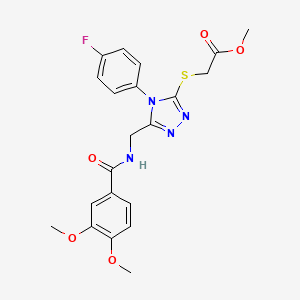 molecular formula C21H21FN4O5S B2681306 methyl 2-[(5-{[(3,4-dimethoxyphenyl)formamido]methyl}-4-(4-fluorophenyl)-4H-1,2,4-triazol-3-yl)sulfanyl]acetate CAS No. 689750-91-2