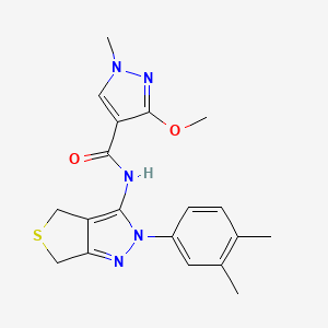 molecular formula C19H21N5O2S B2681318 N-(2-(3,4-dimethylphenyl)-4,6-dihydro-2H-thieno[3,4-c]pyrazol-3-yl)-3-methoxy-1-methyl-1H-pyrazole-4-carboxamide CAS No. 1219905-86-8