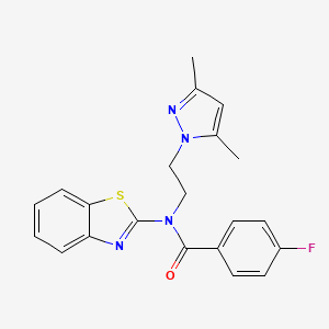 N-(benzo[d]thiazol-2-yl)-N-(2-(3,5-dimethyl-1H-pyrazol-1-yl)ethyl)-4-fluorobenzamide