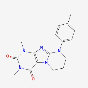 molecular formula C17H19N5O2 B2681348 1,3-dimethyl-9-(4-methylphenyl)-7,8-dihydro-6H-purino[7,8-a]pyrimidine-2,4-dione CAS No. 844647-58-1