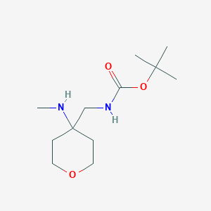 molecular formula C12H24N2O3 B2681349 tert-Butyl ((4-(methylamino)tetrahydro-2H-pyran-4-yl)methyl)carbamate CAS No. 2126159-67-7