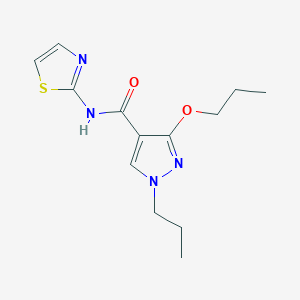 molecular formula C13H18N4O2S B2681358 3-propoxy-1-propyl-N-(thiazol-2-yl)-1H-pyrazole-4-carboxamide CAS No. 1013765-96-2