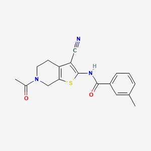 molecular formula C18H17N3O2S B2681365 N-{6-acetyl-3-cyano-4H,5H,6H,7H-thieno[2,3-c]pyridin-2-yl}-3-methylbenzamide CAS No. 864858-29-7
