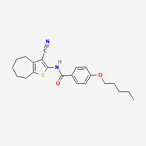 molecular formula C22H26N2O2S B2681397 N-{3-cyano-4H,5H,6H,7H,8H-cyclohepta[b]thiophen-2-yl}-4-(pentyloxy)benzamide CAS No. 477555-74-1