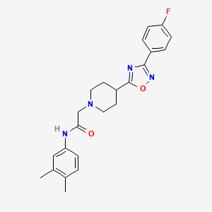 molecular formula C23H25FN4O2 B2681414 N-(3,4-dimethylphenyl)-2-(4-(3-(4-fluorophenyl)-1,2,4-oxadiazol-5-yl)piperidin-1-yl)acetamide CAS No. 1251543-80-2