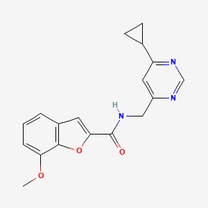 molecular formula C18H17N3O3 B2681425 N-[(6-cyclopropylpyrimidin-4-yl)methyl]-7-methoxy-1-benzofuran-2-carboxamide CAS No. 2192745-52-9