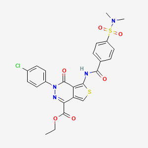molecular formula C24H21ClN4O6S2 B2681431 ethyl 3-(4-chlorophenyl)-5-[4-(dimethylsulfamoyl)benzamido]-4-oxo-3H,4H-thieno[3,4-d]pyridazine-1-carboxylate CAS No. 851950-85-1