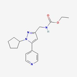 ethyl ((1-cyclopentyl-5-(pyridin-4-yl)-1H-pyrazol-3-yl)methyl)carbamate