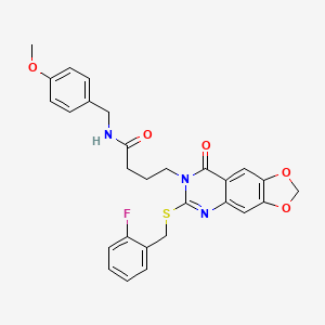 4-[6-[(2-fluorophenyl)methylsulfanyl]-8-oxo-[1,3]dioxolo[4,5-g]quinazolin-7-yl]-N-[(4-methoxyphenyl)methyl]butanamide