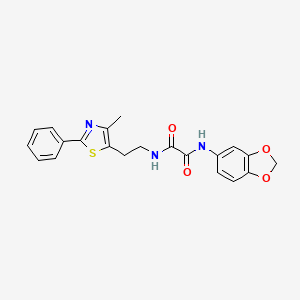 molecular formula C21H19N3O4S B2681496 N'-(2H-1,3-benzodioxol-5-yl)-N-[2-(4-methyl-2-phenyl-1,3-thiazol-5-yl)ethyl]ethanediamide CAS No. 894011-55-3