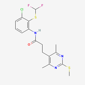 molecular formula C17H18ClF2N3OS2 B2681505 N-{3-chloro-2-[(difluoromethyl)sulfanyl]phenyl}-3-[4,6-dimethyl-2-(methylsulfanyl)pyrimidin-5-yl]propanamide CAS No. 1252529-36-4