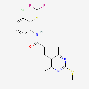 N-{3-chloro-2-[(difluoromethyl)sulfanyl]phenyl}-3-[4,6-dimethyl-2-(methylsulfanyl)pyrimidin-5-yl]propanamide