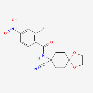 N-{8-cyano-1,4-dioxaspiro[4.5]decan-8-yl}-2-fluoro-4-nitrobenzamide