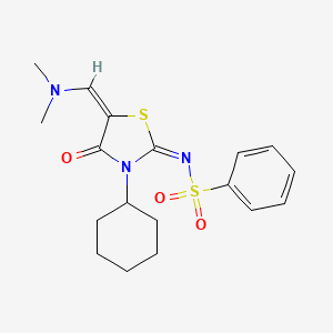 (E)-N-((E)-3-cyclohexyl-5-((dimethylamino)methylene)-4-oxothiazolidin-2-ylidene)benzenesulfonamide