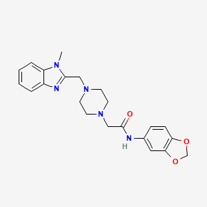 molecular formula C22H25N5O3 B2681568 N-(2H-1,3-benzodioxol-5-yl)-2-{4-[(1-methyl-1H-1,3-benzodiazol-2-yl)methyl]piperazin-1-yl}acetamide CAS No. 1170896-41-9
