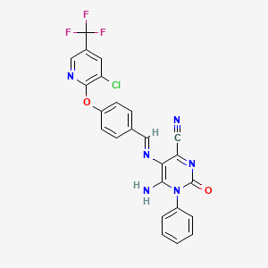 6-Amino-5-[[4-[3-chloro-5-(trifluoromethyl)pyridin-2-yl]oxyphenyl]methylideneamino]-2-oxo-1-phenylpyrimidine-4-carbonitrile