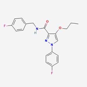 molecular formula C20H19F2N3O2 B2681575 N-(4-fluorobenzyl)-1-(4-fluorophenyl)-4-propoxy-1H-pyrazole-3-carboxamide CAS No. 1170619-29-0