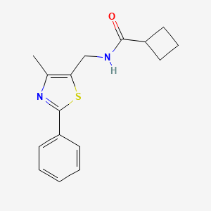 molecular formula C16H18N2OS B2681577 N-[(4-METHYL-2-PHENYL-1,3-THIAZOL-5-YL)METHYL]CYCLOBUTANECARBOXAMIDE CAS No. 1421508-86-2