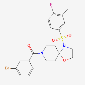 molecular formula C21H22BrFN2O4S B2681580 8-(3-Bromobenzoyl)-4-[(4-fluoro-3-methylphenyl)sulfonyl]-1-oxa-4,8-diazaspiro[4.5]decane CAS No. 946217-21-6