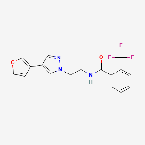 molecular formula C17H14F3N3O2 B2681582 N-(2-(4-(furan-3-yl)-1H-pyrazol-1-yl)ethyl)-2-(trifluoromethyl)benzamide CAS No. 2034375-64-7
