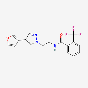 molecular formula C17H14F3N3O2 B2681582 N-(2-(4-(呋喃-3-基)-1H-吡唑-1-基)乙基)-2-(三氟甲基)苯甲酰胺 CAS No. 2034375-64-7