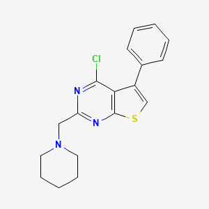 molecular formula C18H18ClN3S B2681585 1-({4-Chloro-5-phenylthieno[2,3-d]pyrimidin-2-yl}methyl)piperidine CAS No. 731815-64-8