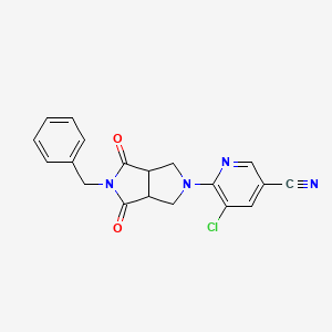 molecular formula C19H15ClN4O2 B2681586 6-{5-Benzyl-4,6-dioxo-octahydropyrrolo[3,4-c]pyrrol-2-yl}-5-chloropyridine-3-carbonitrile CAS No. 2415543-06-3