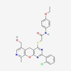 2-((2-(2-chlorophenyl)-6-(hydroxymethyl)-9-methyl-5H-pyrido[4',3':5,6]pyrano[2,3-d]pyrimidin-4-yl)thio)-N-(4-ethoxyphenyl)acetamide