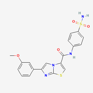 molecular formula C19H16N4O4S2 B2681591 6-(3-methoxyphenyl)-N-(4-sulfamoylphenyl)imidazo[2,1-b]thiazole-3-carboxamide CAS No. 1049468-60-1