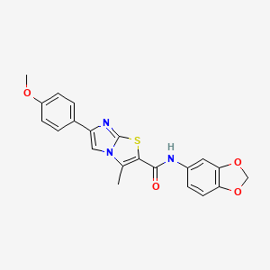 molecular formula C21H17N3O4S B2681592 N-(2H-1,3-BENZODIOXOL-5-YL)-6-(4-METHOXYPHENYL)-3-METHYLIMIDAZO[2,1-B][1,3]THIAZOLE-2-CARBOXAMIDE CAS No. 852135-08-1