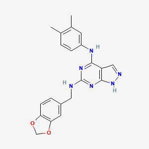 molecular formula C21H20N6O2 B2681607 N6-(benzo[d][1,3]dioxol-5-ylmethyl)-N4-(3,4-dimethylphenyl)-1H-pyrazolo[3,4-d]pyrimidine-4,6-diamine CAS No. 1105225-56-6
