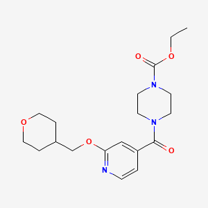 molecular formula C19H27N3O5 B2681630 ethyl 4-{2-[(oxan-4-yl)methoxy]pyridine-4-carbonyl}piperazine-1-carboxylate CAS No. 2034296-12-1