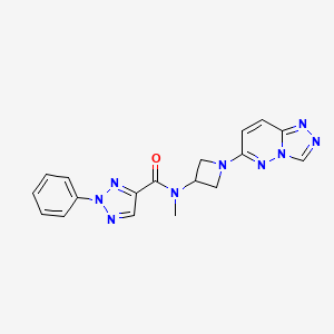 molecular formula C18H17N9O B2681633 N-甲基-2-苯基-N-(1-{[1,2,4]三唑并[4,3-b]吡啶-6-基}氮杂环丙基)-2H-1,2,3-三唑-4-甲酰胺 CAS No. 2198196-22-2
