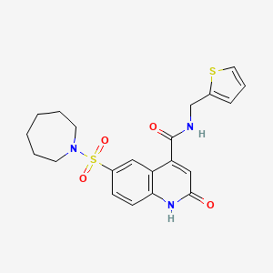 6-(azepan-1-ylsulfonyl)-2-oxo-N-(thiophen-2-ylmethyl)-1H-quinoline-4-carboxamide