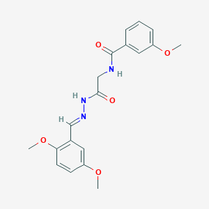 molecular formula C19H21N3O5 B2681636 (E)-N-(2-(2-(2,5-dimethoxybenzylidene)hydrazinyl)-2-oxoethyl)-3-methoxybenzamide CAS No. 391877-98-8
